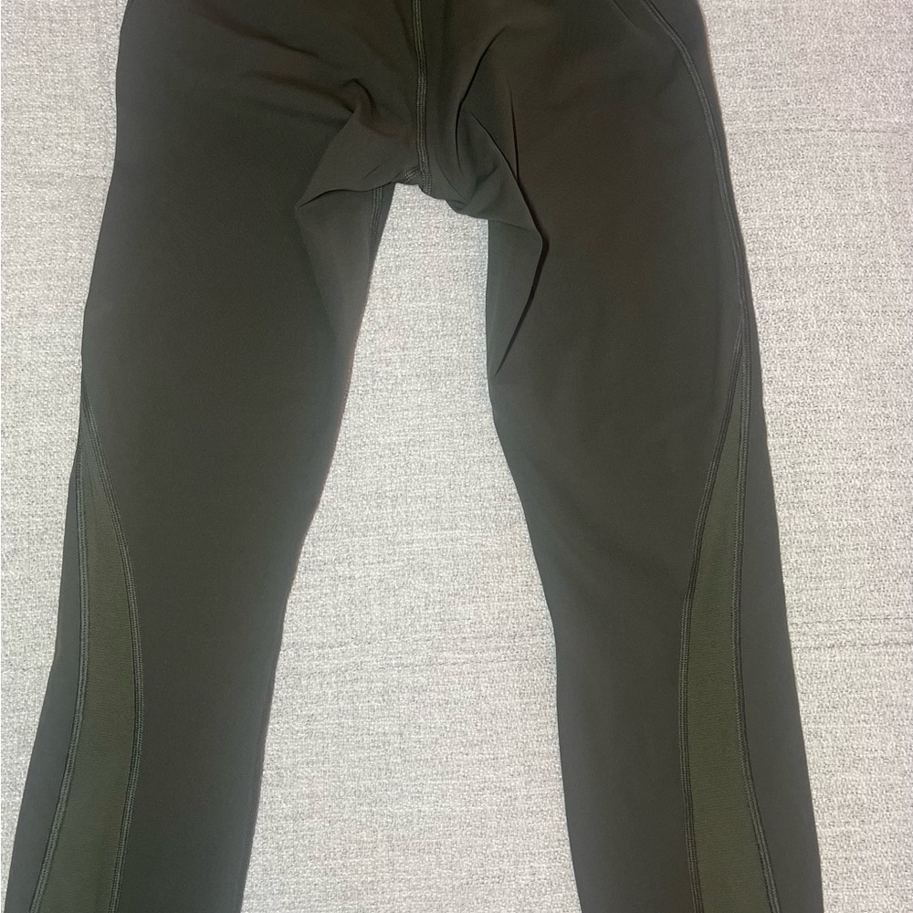 EUC Lululemon Train Time Olive Green Leggings - Picture 3 of 5